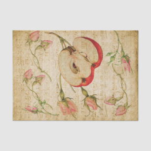 Vintage Music Sheet with French Rose & Apple