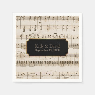 Vintage Music Sheets Elegant Musical Wedding Napkin