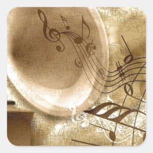 Vintage Music Square Sticker