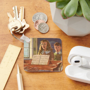 Vintage Music Teacher Teaching Students to Sing Key Ring