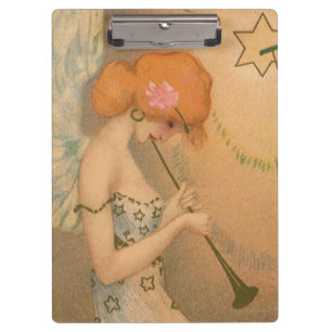 Vintage Music Victorian Angel Musicians Flute Harp Clipboard