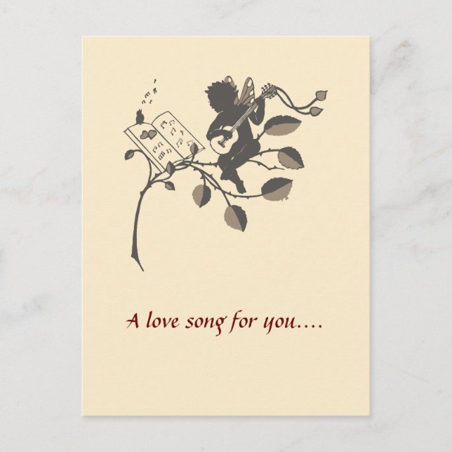 Vintage musical angel silhouette postcard (Front)