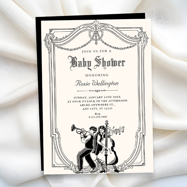 Vintage musical baby shower invitation (Creator Uploaded)