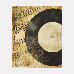 vintage musical background fleece blanket