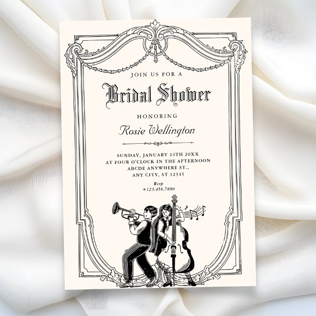 Vintage musical bridal shower invitation (Creator Uploaded)