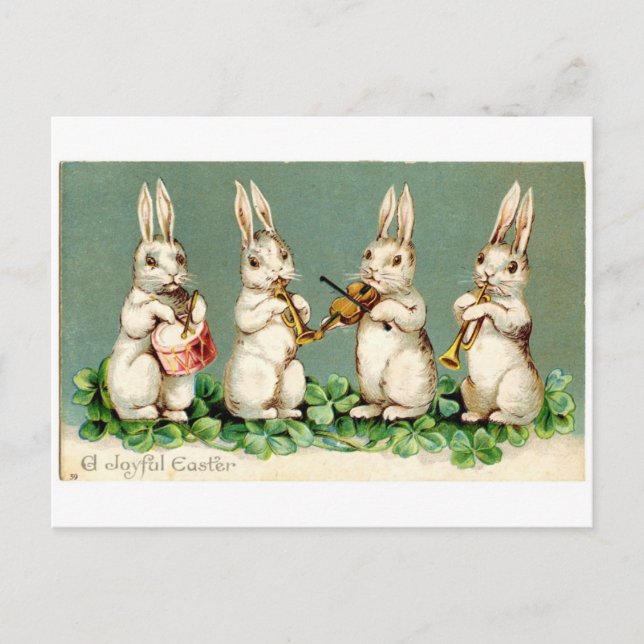 Vintage Musical Bunnies Postcard (Front)