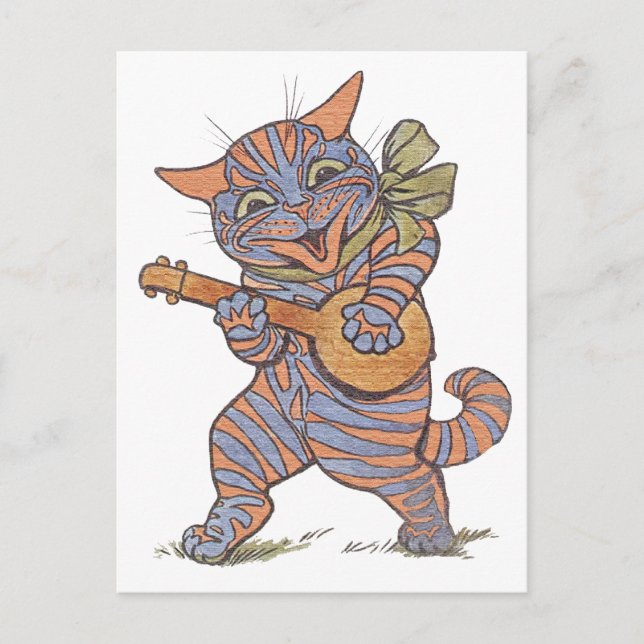 Vintage Musical Cat Postcard (Front)