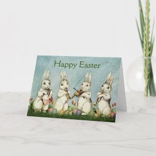 Vintage Musical Easter Bunnies Happy Easter Holiday Card