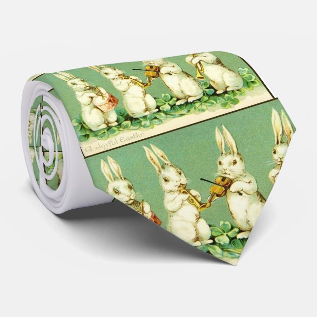 Vintage Musical Easter Bunnies Tie (Rolled)