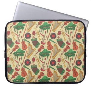 Vintage Musical Instruments Pattern Laptop Sleeve