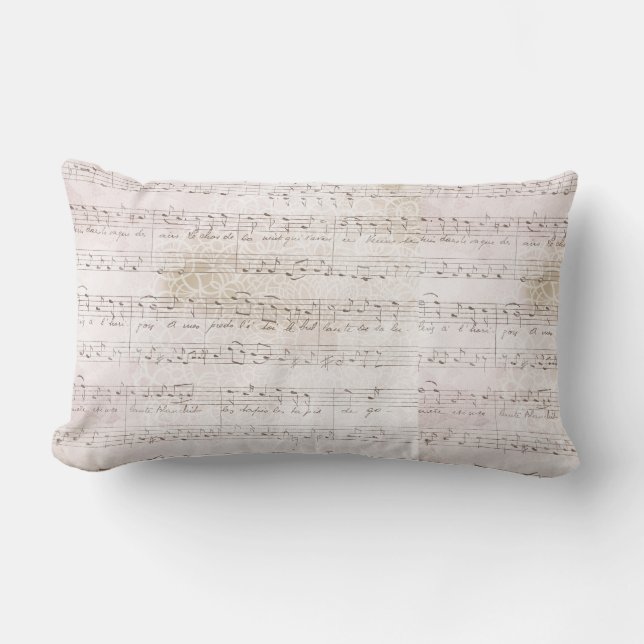 Vintage Musical Notation Lumbar Cushion (Front)