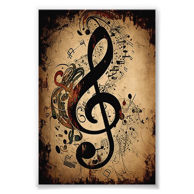 Vintage Musical Notes Photo Print (Front)