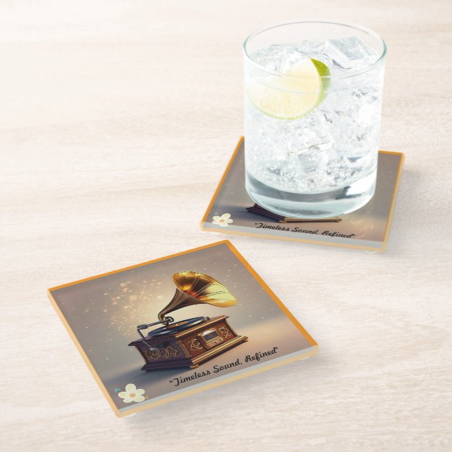 "Vintage Musical Past" Glass Coaster (Angled)