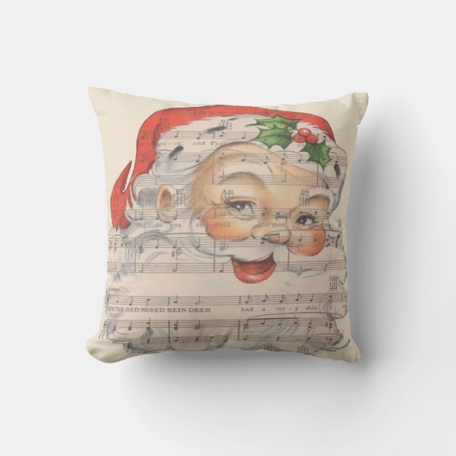 Vintage Musical Santa Claus Cushion (Front)