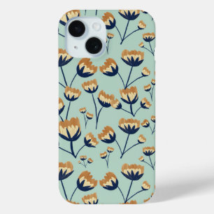 Vintage Mustard & Navy Wildflower Pattern iPhone 15 Case
