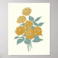 Vintage Mustard Yellow Flower Illustration