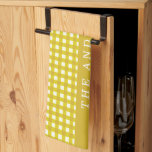 Vintage Mustard Yellow Gingham Plaid Personalised Tea Towel<br><div class="desc">Vintage Mustard Yellow and White Gingham Plaid Personalised Christmas Kitchen Towel</div>