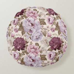 Vintage muted floral design round cushion