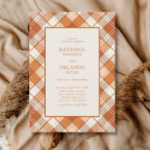 Vintage Muted Orange Plaid Gingham Wedding