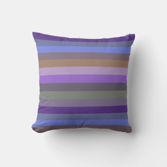 Vintage Muted Rainbow Horizontal Stripe Pattern Cushion (Front)