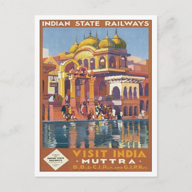 Vintage Muttra Mathura India Postcard (Front)