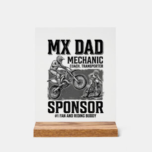Vintage MX Dad Motocross Riding Buddy Shirt Design Acrylic Sign