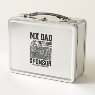 Vintage MX Dad Motocross Riding Buddy Shirt Design Metal Lunch Box