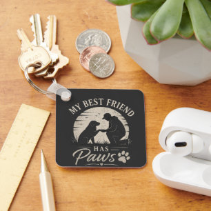 Vintage My Best Friend Has Paws Dog Dad Key Ring