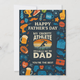 Vintage My Favourite Athlete Call Me Dad Father Da Invitation