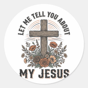 Vintage My Jesus Floral Cross Christian Shirt (2) Classic Round Sticker