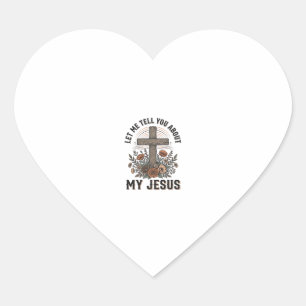 Vintage My Jesus Floral Cross Christian Shirt (2) Heart Sticker