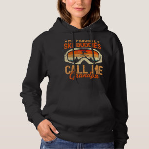 Vintage My Ski Buddies Call Me Grandpa Skiing Fath Hoodie