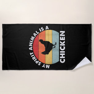 Vintage My Spirit Animal Is a Chicken  Beach Towel