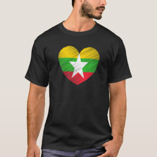Vintage Myanmar Burmese Flag Pride Support Burmese T-Shirt