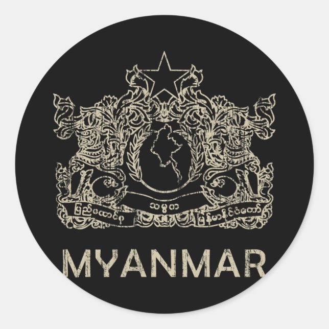 Vintage Myanmar Classic Round Sticker (Front)