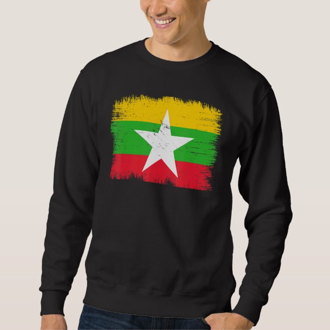 Vintage Myanmar Flag Burmese Independence Day Sweatshirt (Front)
