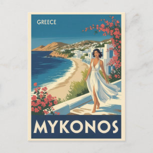 Vintage Mykonos Greece Greek Islands Travel Postcard
