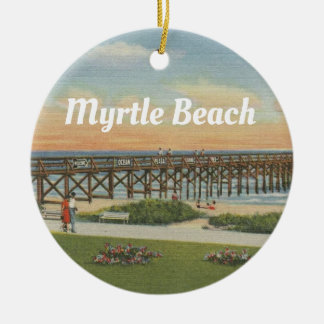 Vintage Myrtle Beach South Carolina Fishing Pier Ceramic Tree Decoration
