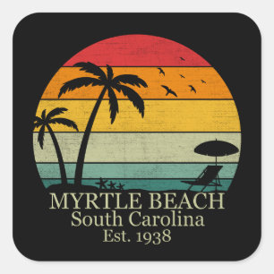 Vintage Myrtle Beach South Carolina Square Sticker