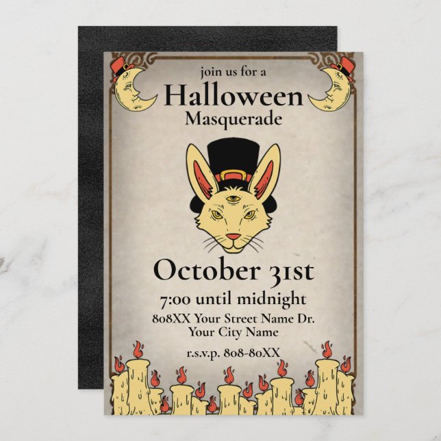 Vintage Mystic Halloween Party Invitation (Front/Back)