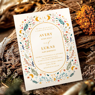 Vintage Mystical Botanical Wedding Invitation