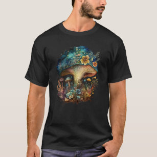 Vintage Mystical Goblincore Floral Mushroom T-Shirt