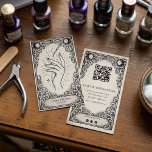 Vintage Mystical Nail Technician Business Card<br><div class="desc">Create a memorable brand identity with this vintage celestial nail technician business card, designed for modern beauty professionals and boutique nail studios. The design features an elegant mystical illustration of a manicured hand and nail polish brush framed by ornate tarot-inspired details, creating a unique celestial aesthetic that stands out from...</div>