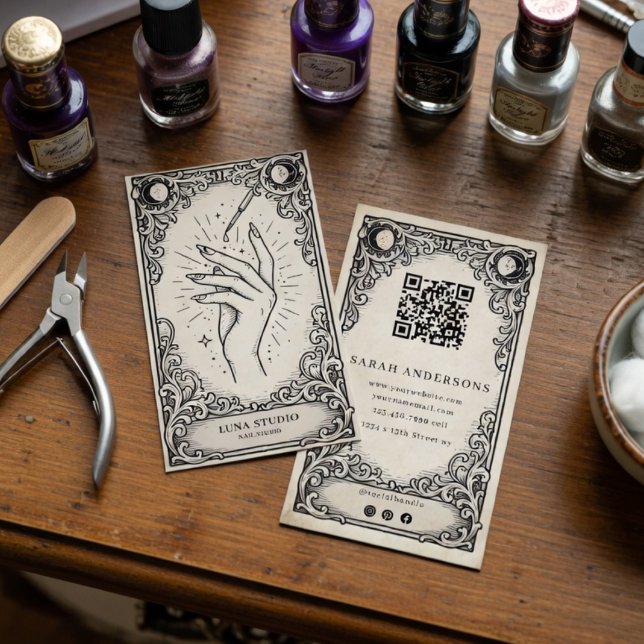 Vintage Mystical Nail Technician Business Card (Creator Uploaded)