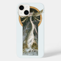 Vintage Mythology, a Winged Dragon in the Ocean