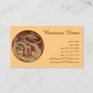 Vintage Mythology, Antique Golden Asian Dragon Business Card