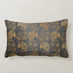 Vintage Mythology Fantasy Dragon Wallpaper Lumbar Cushion