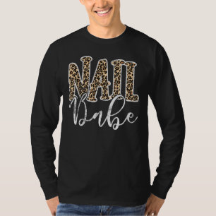 Vintage Nail Babe Leopard Nail Technician Nail Art T-Shirt