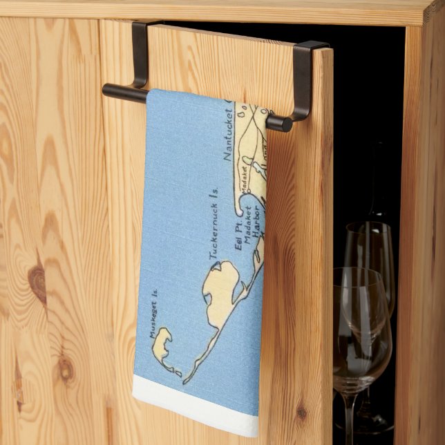 Vintage Nantucket Map  Tea Towel (Thirds Fold)