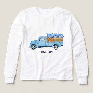 Vintage Nantucket Watercolor Blue Truck & Hydrange